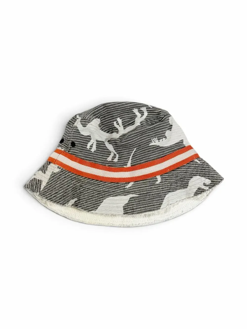 Mini Boden Boys Dinosaur Bucket Hat Gray Orange Size 7-10 Years
